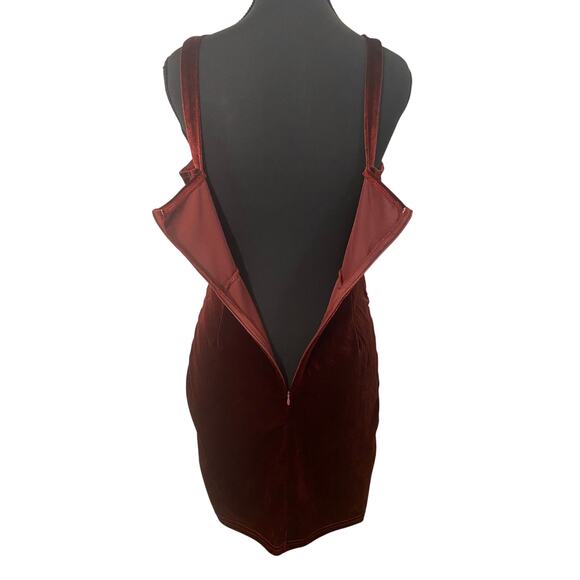 Burgundy Velvet Corset Style Mini Holiday Party Dress Sweetheart Neckline Med - Picture 4 of 9